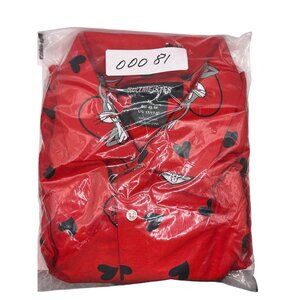 Shymeister Red Bugs Bunny Heart Print Button-Up Shirt XL